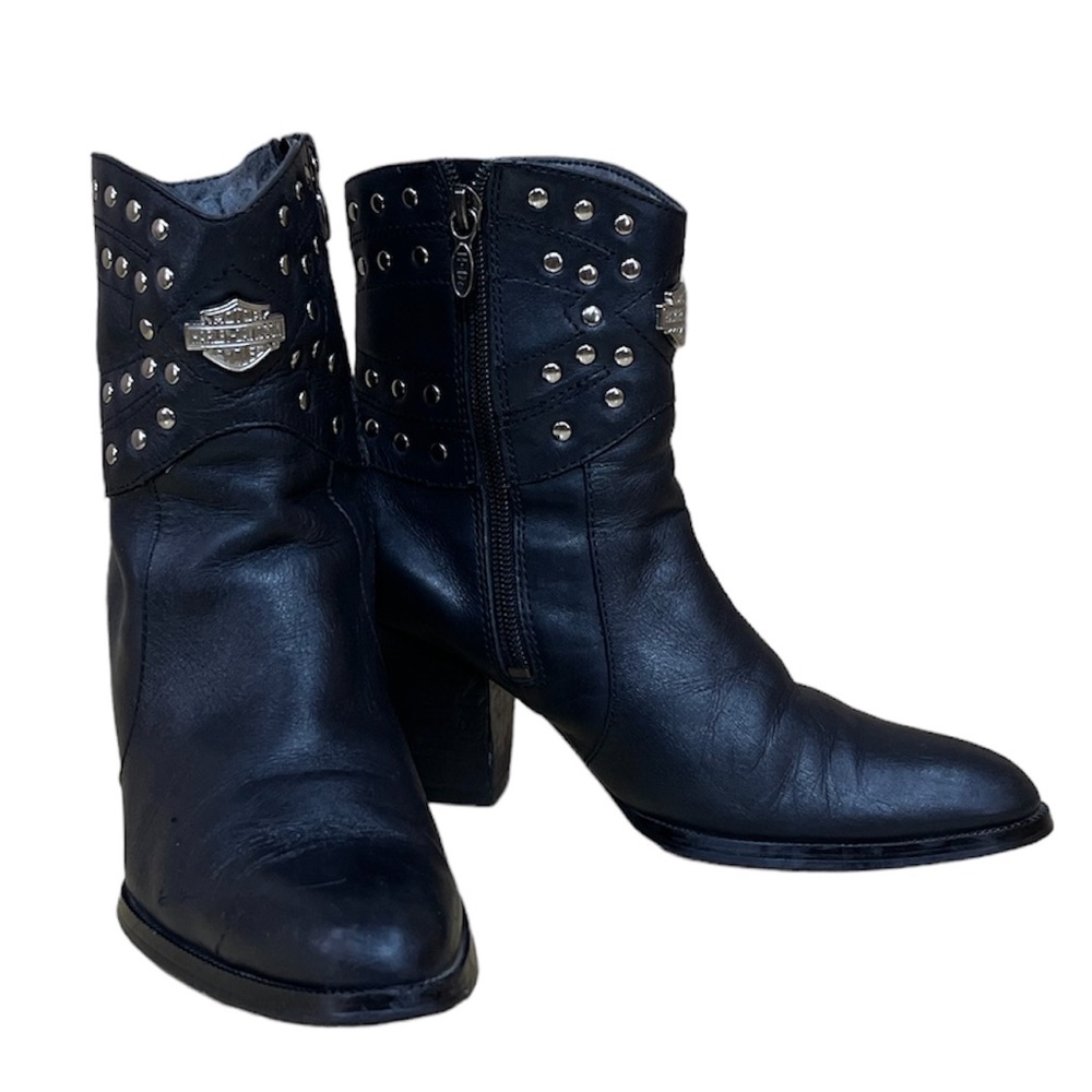 HARLEY-DAVIDSON Black Women’s Leather Heeled Boots Size 5.5